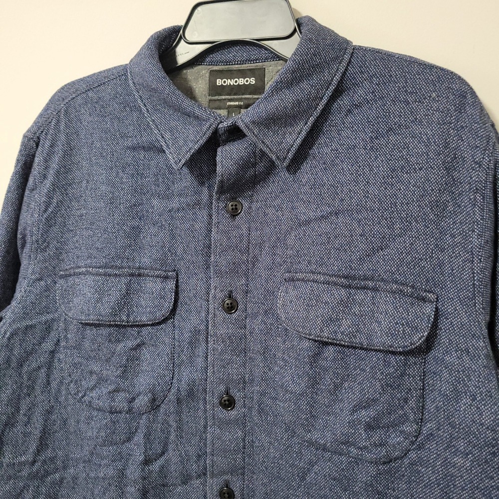 Bonobos Shacket Mens L Blue Quilted Lined Cotton Standard Fit Workwear Heritage